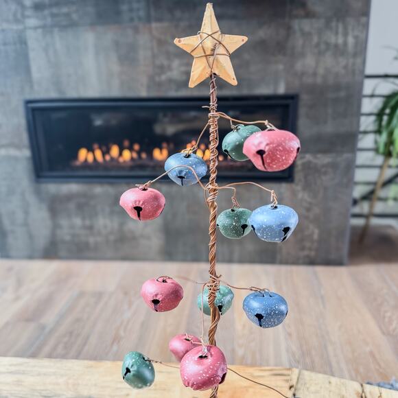 Primitive Rustic Country Christmas w Wire Trunk/Branches and Colorful Bells-22”H - Picture 4 of 6